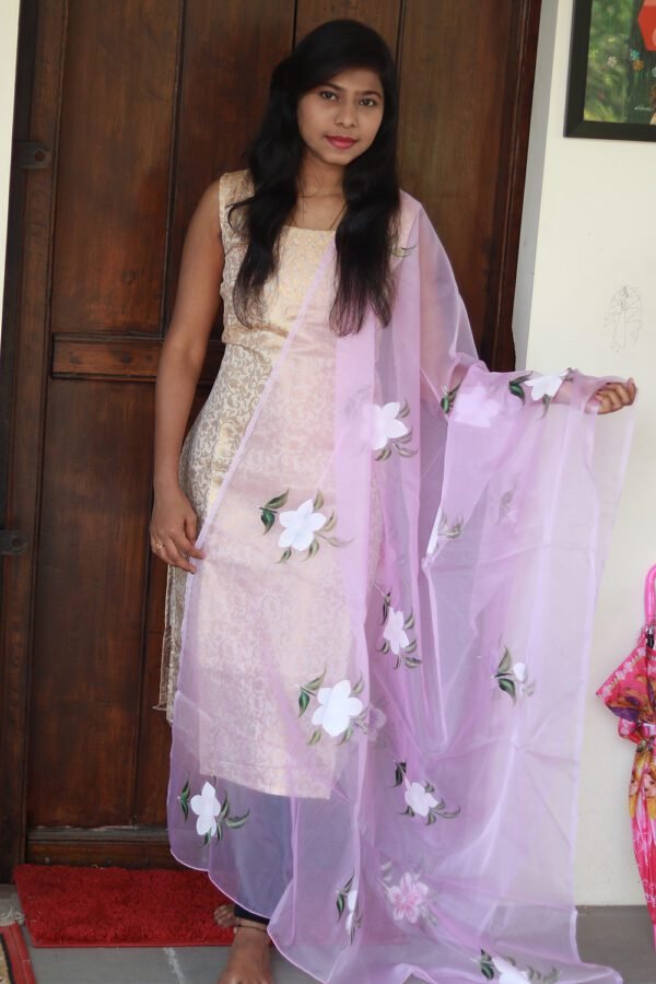 Light Pink Semi Organza Dupatta with All Over Embroidery