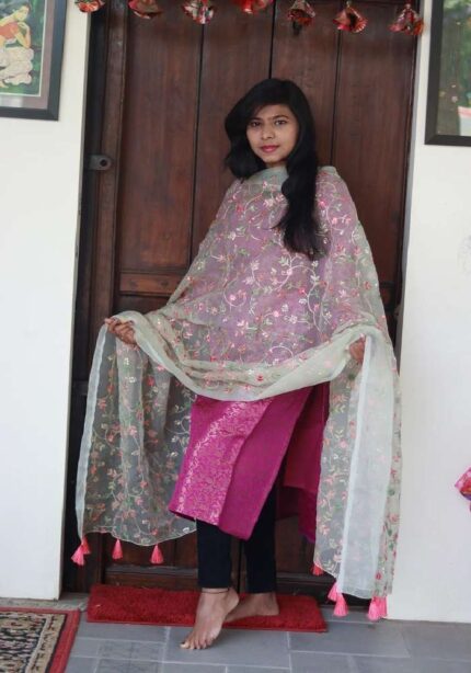 dupatta with full embroidery