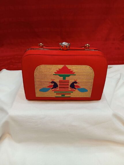 Semi silk paithani box clutch