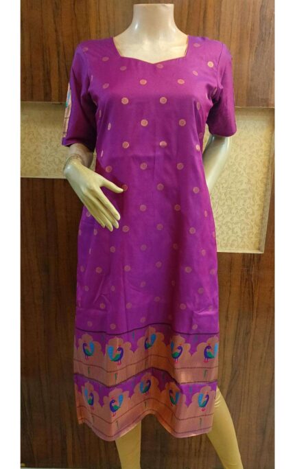 Semi Silk Paithani Kurti