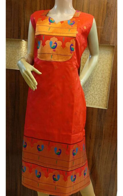 Semi Silk Paithani Kurti