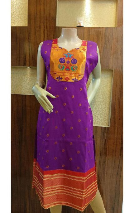 Semi Silk Paithani Kurti
