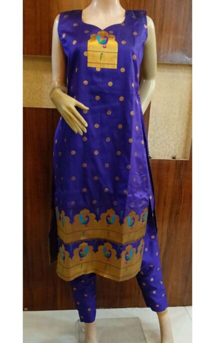 Semi Silk Paithani Kurti