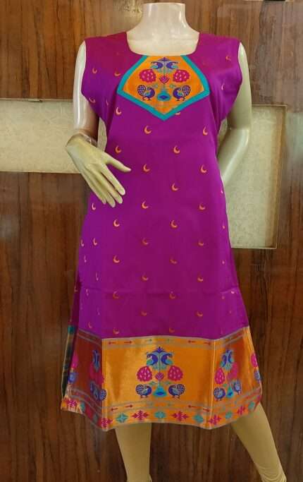 Semi Silk Paithani Kurti